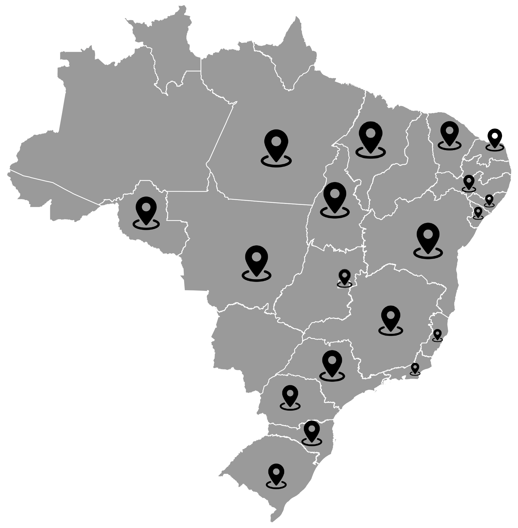 Mapa dos Locais de Atuação